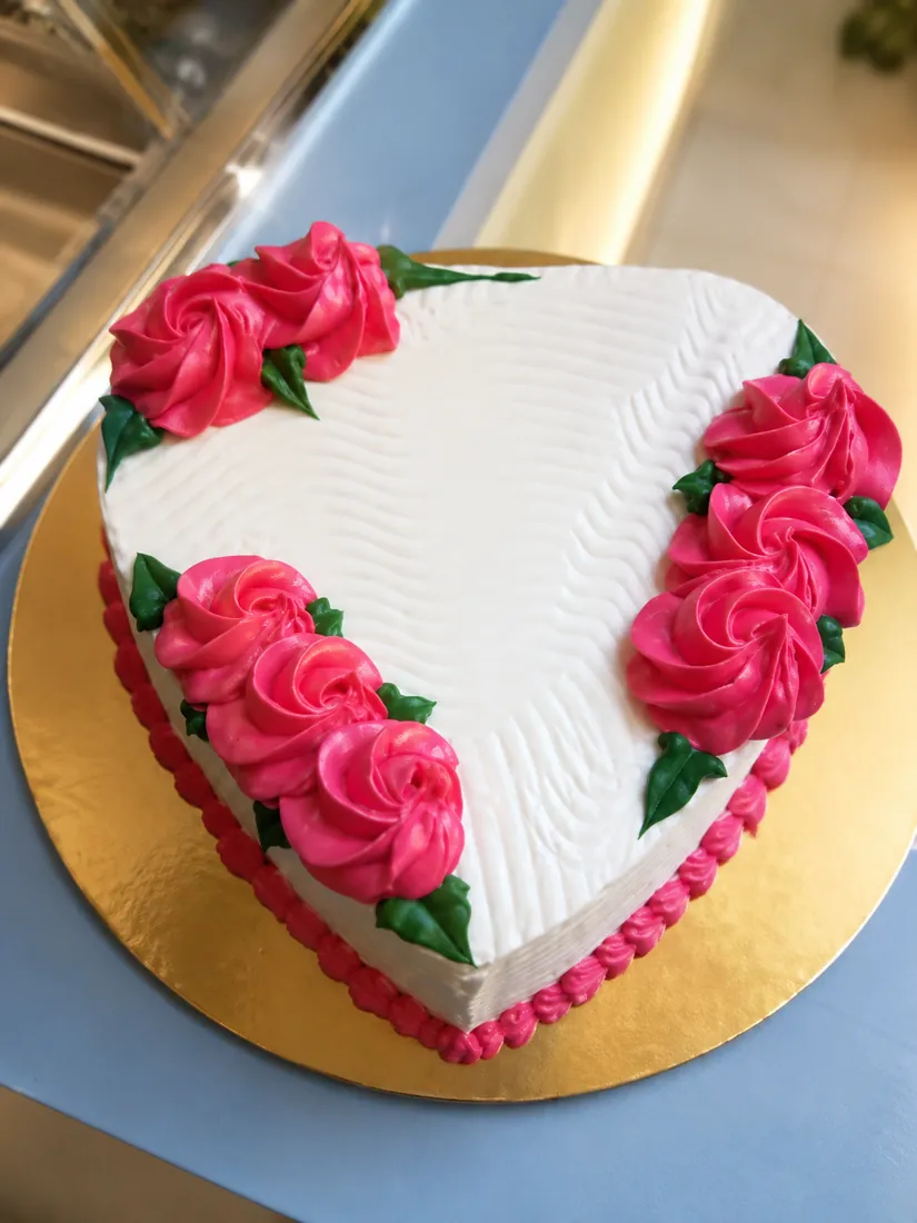 Gâteau cœur roses roses Express Food KLC